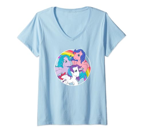 T-shirt Mon Petit Poney col V pour femme au style rétro Licorne