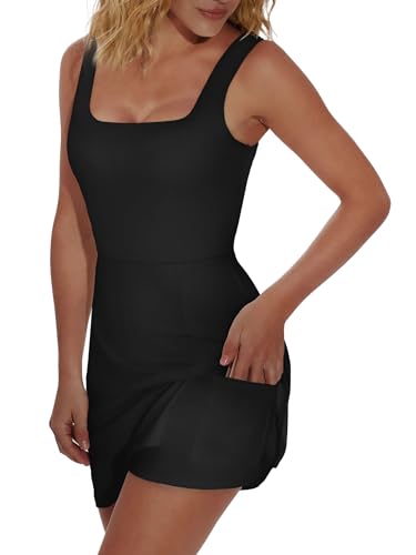 OFEEFAN Athletic Dress for Women Mini U Neck Sleeveless Built in Shorts with Pockets Tennis Golf Graduation3