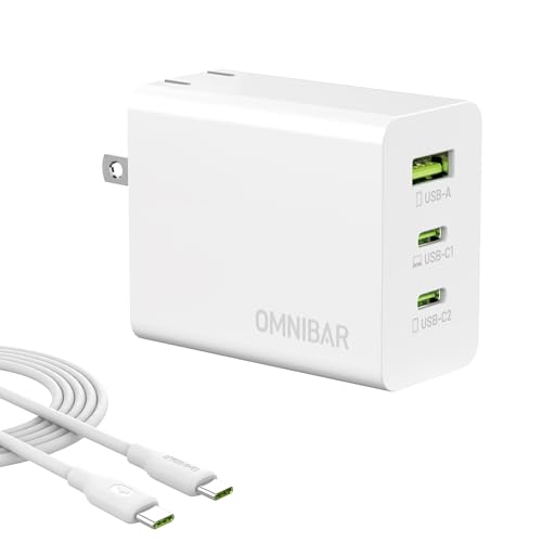 Image of 65W USB C Charger, 3-Port Foldable GaN Fast Charger with 4ft Cable | 2 USB-C PD & 1 USB-A, Compact Travel Design, Type C Charger Fast Charging, for iPhone 17 /16 /15, Galaxy S26 /S25, iPad, MacBook