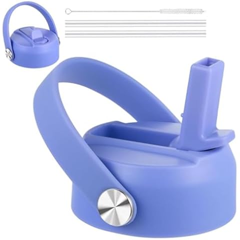 FLORAPELL Straw Lid for Hydro Flask Wide Mouth Water Bottles, Top Lids with Straw Compatible with Hydro Flask 32 40 oz, Replacement Cap Wide Mouth Straws Flip Lid Flex Handle (Lupine) Cover