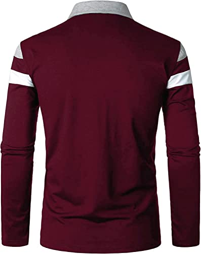 YTD Men's Long Sleeve Polo Shirts Quarter-Zip Casual Slim Fit Lapel Neck Basic Designed Cotton Shirts3