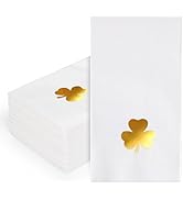 FYSUIMU 50 Pcs St. Patrick's Day Guest Napkins Foil Gold Shamrock Clover Disposable Napkins Dinne...