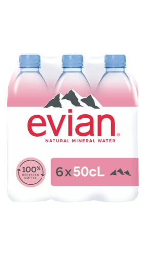Evian - Agua Mineral Natural, Pack 6 x 0.5 L, 3000 mililitro