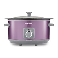 Morphy Richards Accents 6.5L Sear & Stew Slow Cooker, Shatter Resistant Non Stick Aluminium Pot, Single Pot Cooking, 3 Heat Settings, Hob Proof, Glass Lid, Easy Clean & View, Purple, 461024