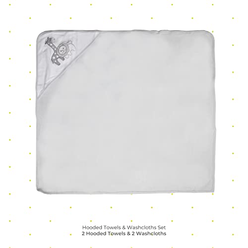 Image of Spasilk Baby 3 Pack Soft Terry Hooded Towel Set for Newborn Boys and Girls Gray Lion One Size