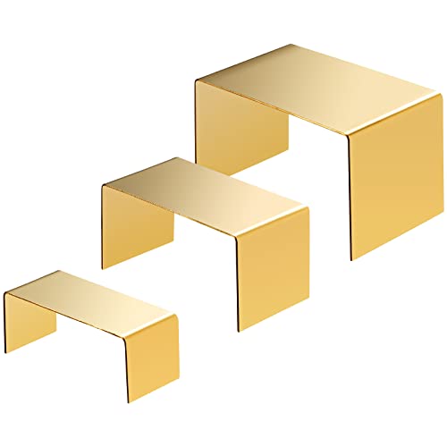Vicenpal 3 Pcs Gold Display Stands Stainless Steel Cake Dessert Display Stand Perfume Display Risers Stand Shelf 3 Size Cupcake Risers Stands for Party Display Holder Stand for Retail Store Countertop