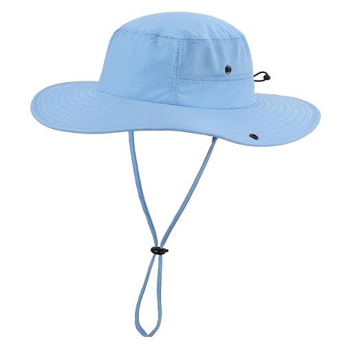 Image of Home Prefer UPF50+ Mens Sun Hat Wide Brim Womens UV Protection Beach Bucket Hat for Fishing Hiking Snap Up Cowboy Hat