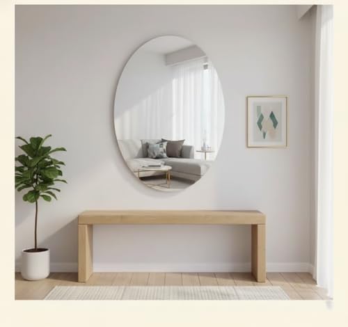 Image of Oval Frameless Wall Mirror 9x12 Inch - Modern Decorative Mirror for Bathroom, Bedroom, Living Room & Entryway