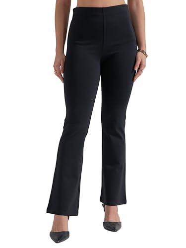 Image of Tokyo Talkies Women Mid Rise Boot Cut Trouser | Stretchable Formal Wear