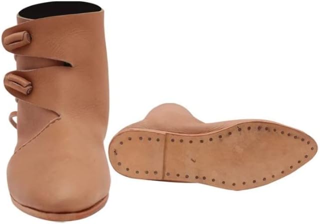 Women's Double Toggle Boots Viking Renaissance Medieval Shoes leather boot