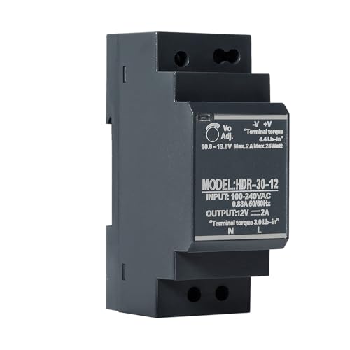 DEWIN Fuente de alimentación para riel DIN,DC 12V 2A 30W Transformador de Carril DIN,Fuente de Alimentación de Carril DIN, para Sistemas de Control de Automatización Industrial