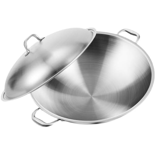 Non-Stick Wok Frying Pan with Round Bottom Uncoated for Induction and Ear Frying Cookers