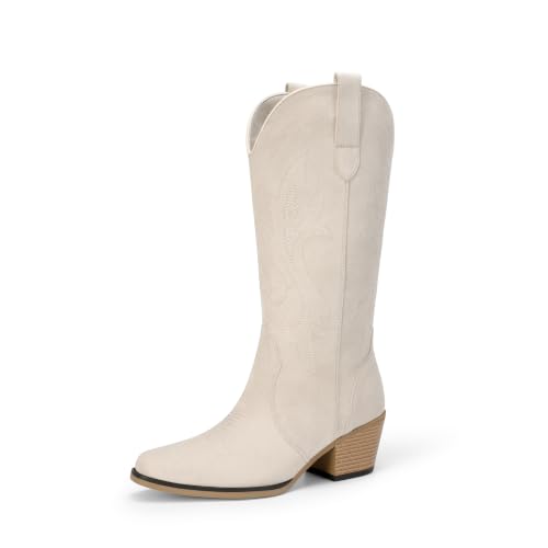 DREAM PAIRS Women's Cowboy Cowgirl Western Boots,Size 6,Beige - image 1