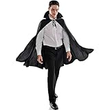 Black Cape Vampire Costume - One Size Fits Most (1 Count) - Stunning Style for Halloween, Cosplay, & Parties