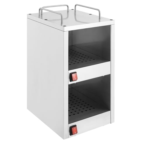 Edelstahl Gastro Tellerwärmer Tassenwärmer 2 Fächer Wärmeschrank Konstante Wärme Schrank 75℃ Geschirrwärmer Becherwärmer 25x32x55.5cm