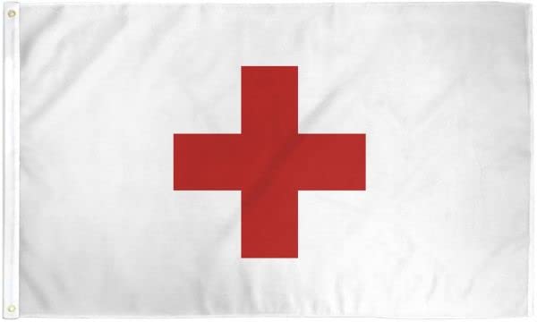 Red Cross Flag 3x5ft Poly - Perfect for businesses, shops, stores message flags