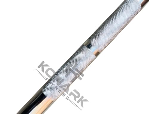 Image of Konark Fitness 3 Feet Olympic Barbell /Rod Heavy Weight Lifting Training Knurled Grip for Gym Workout (28 mm Internal Dia AND 50mm Outer Dia) with Two Springs Collar (3 Feet)