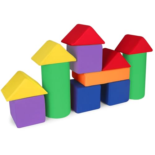Image of Toddler Foam Building Blocks, 4 Kinds of Shapes Colourful Stacking Block Sets for Kids, Soft Foam Building Blocks Throwing Toys