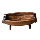 VICASKY Rustikaler Halbrunder Pflanzkübel Langlebiger Pflanzkübel aus Robustem Material mit Natürlichem Finish für Indoor und Outdoor Dekoration Dekoratives Weinfass Design mit Ablage