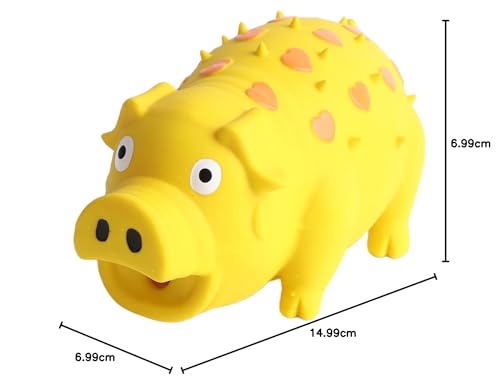 Qcwwy Schweineform Latex Haustier Kauspielzeug Langlebige Angst Interaktives Hund Kauen Spielzeug für Welpen Hunde Bildungsdesign Zum Training von Kauenkraft für Hunde und Katzen Gelb