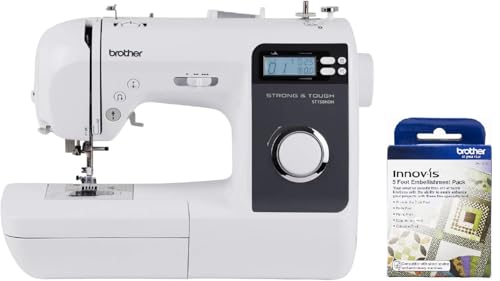 Image of Brother ST150HDH Strong & Tough Sewing Machine, 50 Built-in Stitches, LCD Display, 9 Feet and SA5FTPKG 5 Foot Embellishment Pack Included