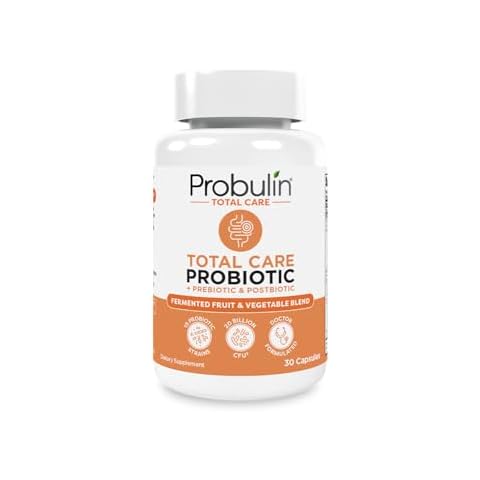 Probulin Total Care Probiotic Supplement, Daily Gut, Digestive, and Immune Health Probiotics Capsules for Men and Women, 20 Billion CFU, Vegan, 30 Count Bottle Cover