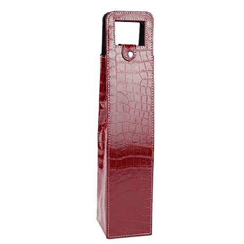 Wine Tote Bag Good Pu Leather Easy To Carry For Souvenirs Red Black 41 * 9 * 9cm (Red crocodile)