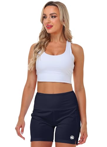 Image of AOBUTE Womens High Waist Swim Board Shorts with Pockets Quick Dry Bike Shorts