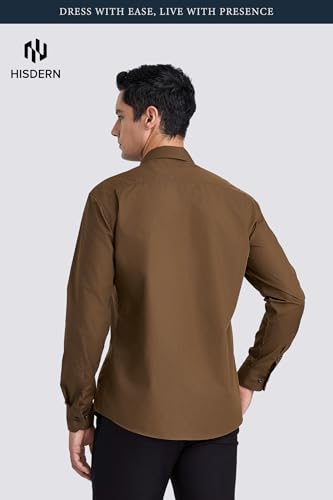 Image of HISDERN Mens Business Dress Shirts Long Sleeve Casual Button Down Shirt Formal Inner Collar Contrast Shirt for Men Wedding