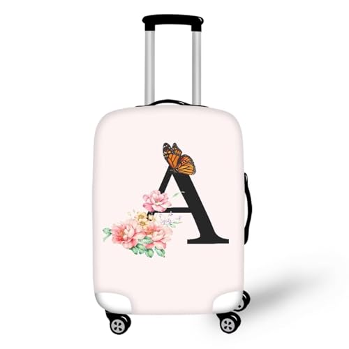 Floral Letter A Luggage Cover Baggage Case Cover Fit for 18-32 suitcase Washable Elastic Suitcase Protector