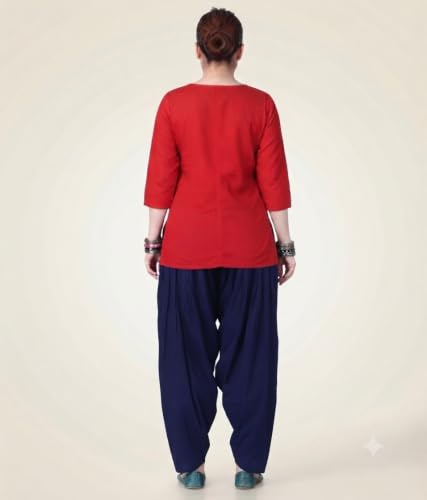 Image of Women's Loose fit Cotton semi Patiyala Salwar White
