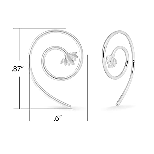 Boma Jewelry Sterling Silver Lotus Blossom Spiral Pull Through Hoop Earrings4