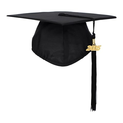 FtyFty Unisex Adult Matte Graduation Cap with Tassel Year Charm (Black) Cover