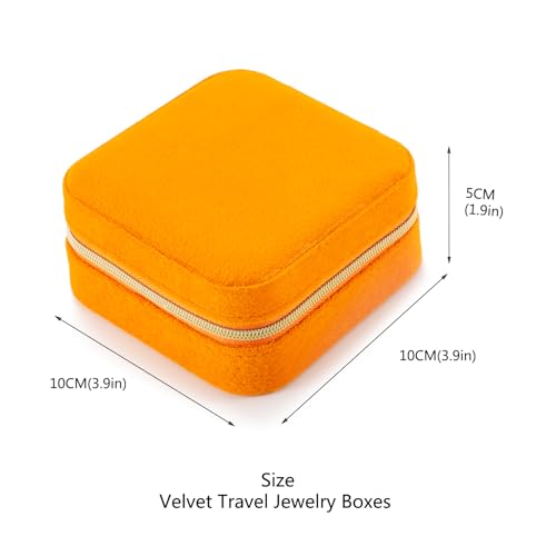 Image of TRODANCE Plush Velvet Travel Jewelry Case Organizer, Small Travel Jewelry Box,Portable Jewelry Box Travel Mini Organizer Portable Display Storage Box For Rings Earrings Necklaces (Orange)
