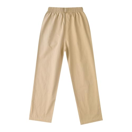 JEYPINMI Boys Regular Fit School Trousers High Waist Pull On Uniform Pants Solid Color Slacks 5-14 Years2