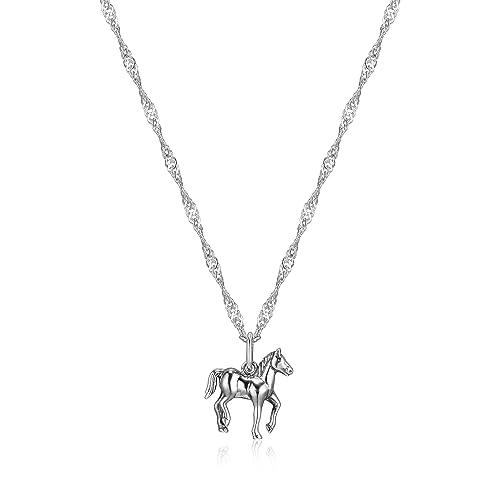 MORGAN & PAIGE .925 Sterling Silver Oxidized Horse Sterling Silver Necklace for Women, Dainty and Lightweight Charm Womens Necklaces, Gift Silver Jewelry for Her 16