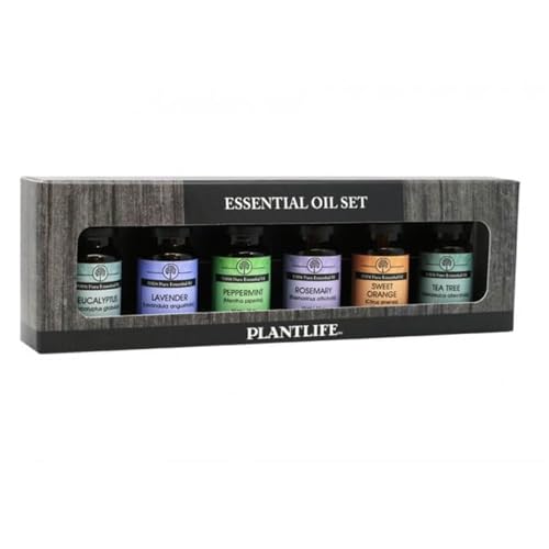 Plantlife Basic Sampler Set 6-Pack (Lavender, Tea Tree, Peppermint, Eucalyptus, Rosemary, and Sweet Orange) - Straight from The Plant 100% Pure Therapeutic Grade - Made in California 10 ml