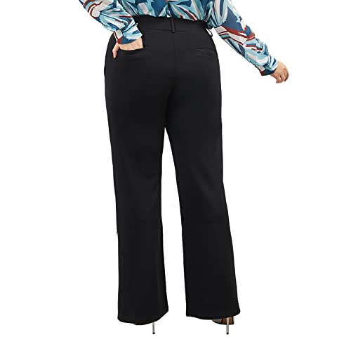 Plus Size Women's Wide-Leg Dress Pants - High Waisted Capri for Business Casual,Work Clothes for Office2