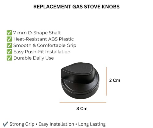 Image of Gas Stove Knobs Replacement (2 Pack) | Heat Resistant Push-On Control Knobs for Gas Stove, Cooktop & Oven | Easy Install Black