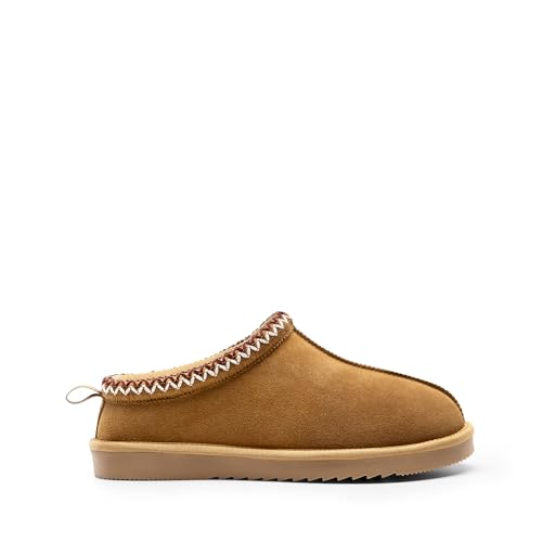 DREAM PAIRS Men's Fuzzy Cozy Slippers Genuine Suede Indoor Outdoor Home Comfy Winter Slip On Cute Warm Memory Foam Furry Shoes FuzzyEasy2