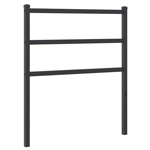 vidaXL Kopfteil Metall, Bettkopfteil mit Metallbeinen, Metallkopfteil für Schlafzimmerbett Einzelbett, Bettzubehör Betthaupt, Schwarz 75 cm