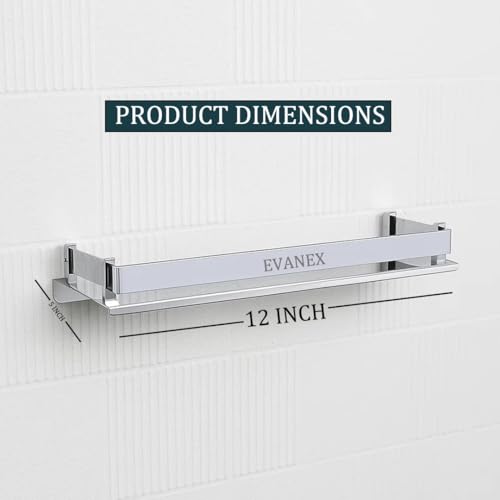 Image of EVANEX Bathroom Shelf 5x12 Inch 304 Stainless Steel Bathroom Racks and Shelves | Multipurpose Storage Shelf | Wall Shelf for Toiletries | Bathroom Accessories | Kitchen Organizer