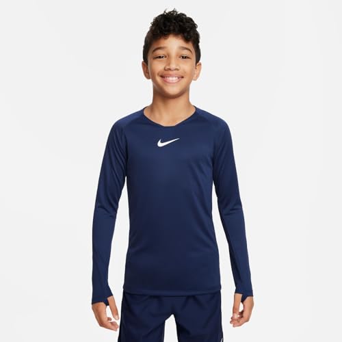 Nike Dri-FIT Park First Layer Youth Compression Long Sleeve Navy/White Size Medium2