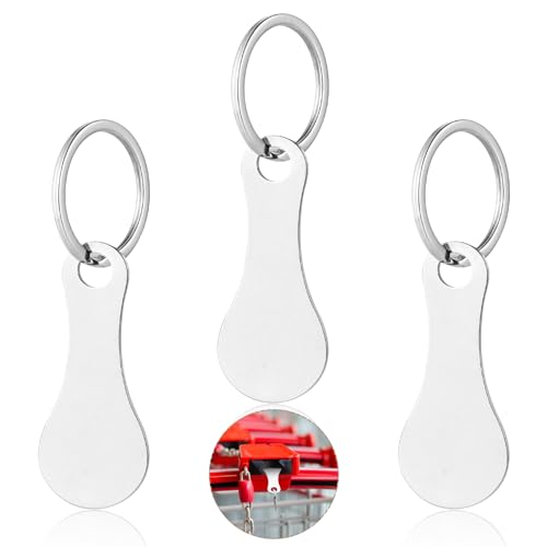 Andibro 3 Pieces Stainless Steel Shopping Trolley Token Portable Alloy Key Ring Quarter Holder Keychain Removable Shopping Trolley Keyring for Men Women Shopping Cart Multi-tool Grocery(Silver)