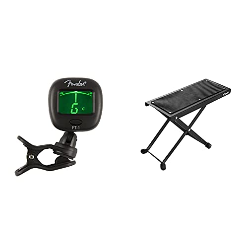 Fender FT-1 Pro Clip-On Tuner - Stimmgerät & Adam Hall Stands SGS017 Gitarrenfußbank