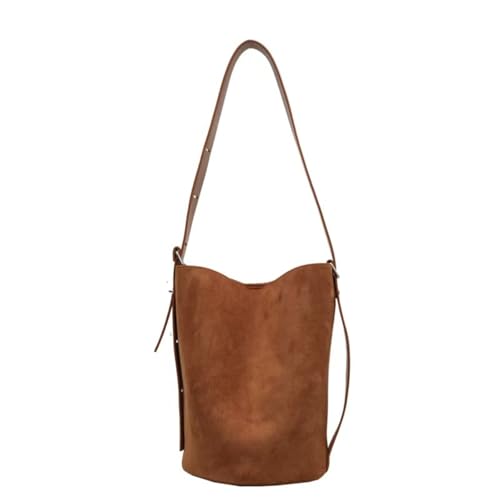 Image of Women Suede Bucket Shoulder Bag Fashion Vegan Leather Slouchy Hobo Bag Office Tote Handbag Crossbody Designer Purse