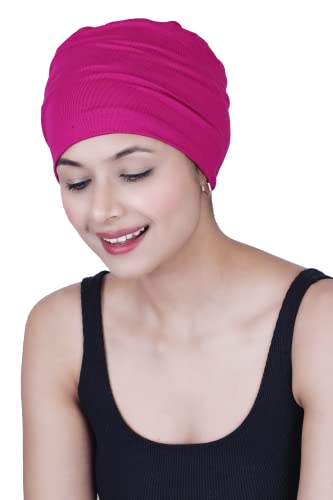 Image of The Headscarves Women Silky Soft Bamboo Viscose Sleep Cap for Hair Loss Chemo Headwear Skull Cap Free Size (Multicolor) (HS3 Multicolor)