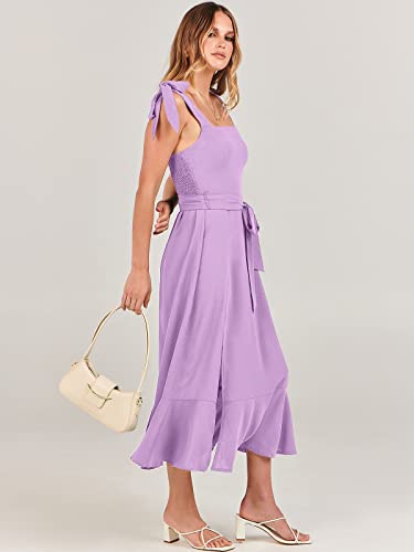 Image of ANRABESS Women's Square Neck Ruffle Split Midi Elegant Formal Wedding Guest Cocktail Bridesmaid Graduation Party Dresses