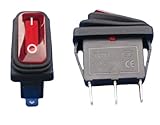 2Pcs Waterproof Red Lamp 3 pin 2 Position 20A Rocker Switch KCD3 Fits Outdoor Work Equipment Tools Power House Appliances 20A/125VAC 15A/250VAC Push Button