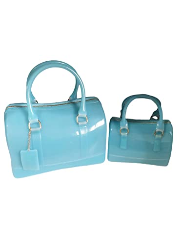 Image of Ladies Summer Jelly Pillow-shaped Top Handle Handbag Candy Color Transparent Crystal Purse